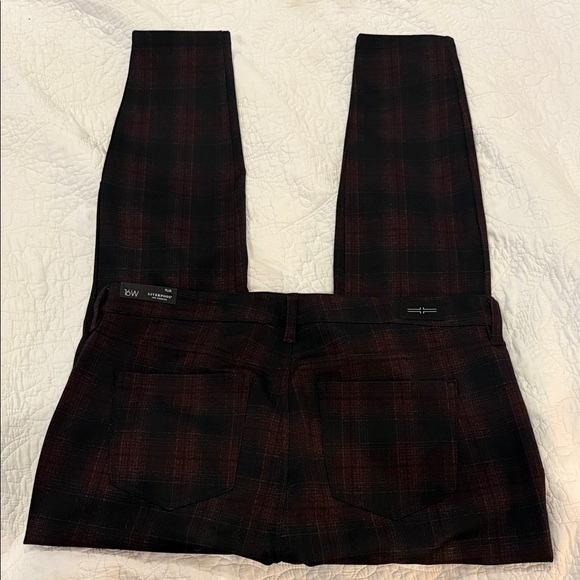 Liverpool Plaid Skinny Pants - Black & Burgundy - Picture 3 of 3